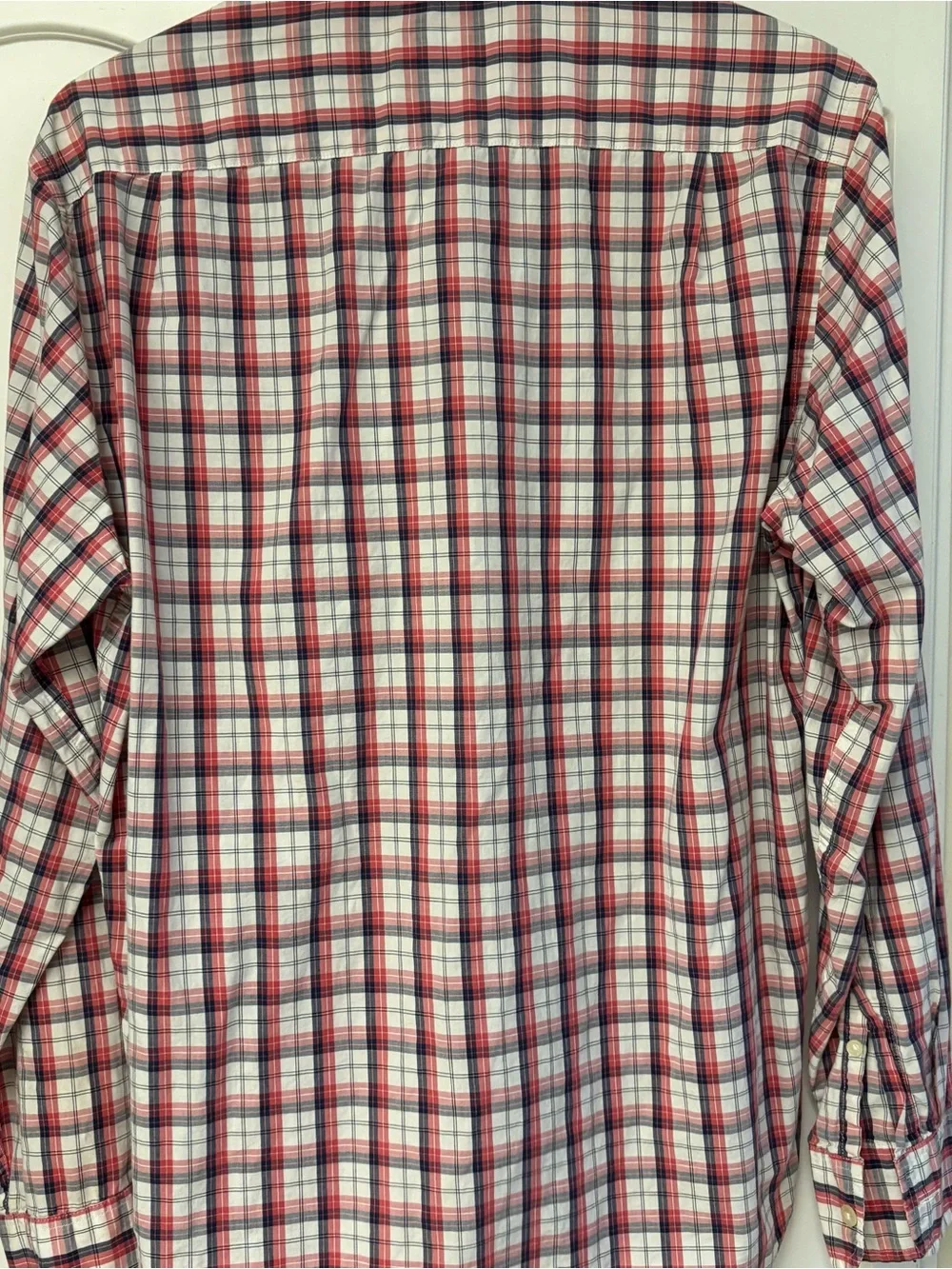 J. Crew Men’s Red and Navy Plaid Button-Down Shirt